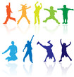 Vector colored silhouettes with reflections of children.