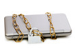 Concept of computer security with laptop and chain Concept of computer security with laptop and chain