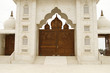 Wooden gate to a holy temple in India, Rajasthan India
