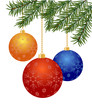 Christmas tree branch with Christmas balls Christmas tree branch with Christmas balls