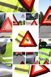 warning triangle and yellow waistcoat