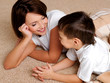 mother has a good time in conversations with the son