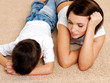 mother and its disobedient guilty crying son