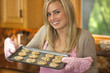 Attractive Blond Woman Baking Chocolate Chip Cookies