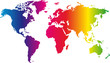 World map painted in seven primary colours