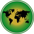 Abstract Black world map on green