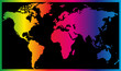 World map painted in seven primary colors