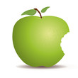 green apple with bite