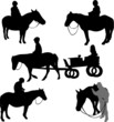 children riding horses - vector
