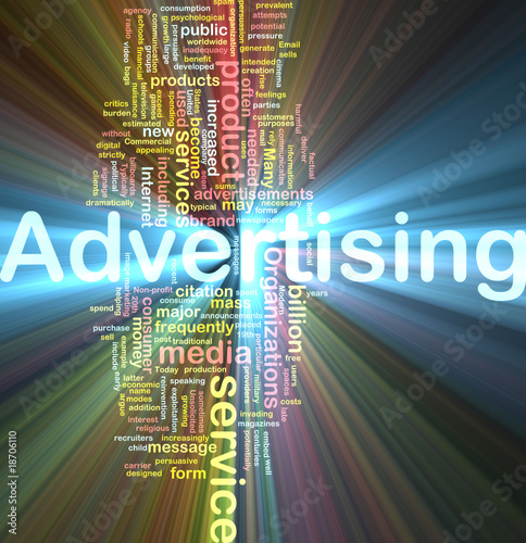 Illustration: Advertising word cloud glowing Advertising word cloud glowing