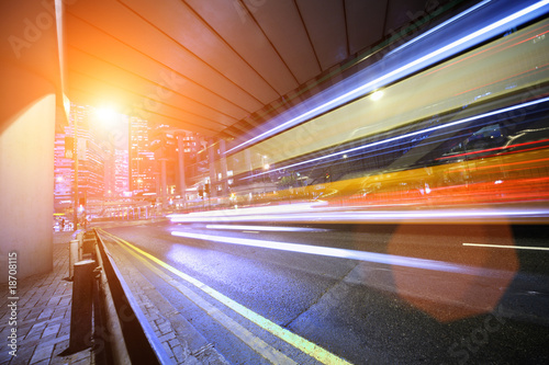 Photo: Speeding bus, blurred motion. Speeding bus, blurred motion.