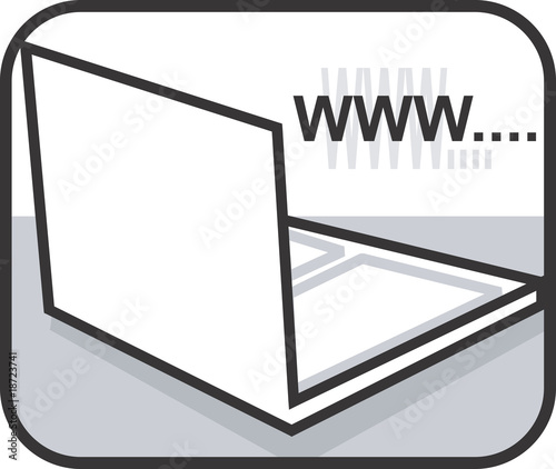 Illustration: Illustration of a symbol of website near laptop Illustration of a symbol of website near laptop