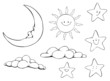 Sonne, Mond, Sterne, Wolken,  Sun, Moon, Stars