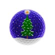 Golfball with Christmas scene - isolated on white