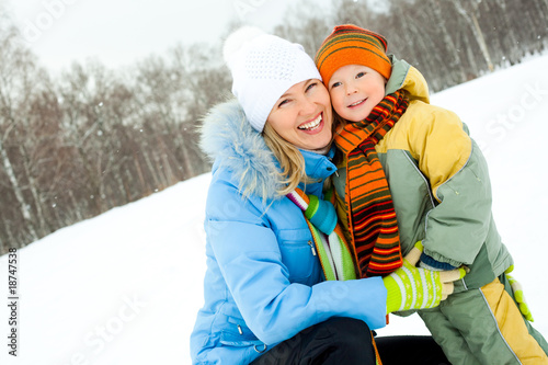 happy mother and son