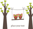 Sleeping owls couple. vector.