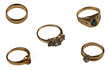 Assorted gold rings isolated on white