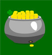 Pot with gold coin. St Patrick's day.