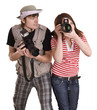 Photographer group with digital camera. Isolated. Photographer group with digital camera. Isolated.