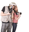 Photographer couple with digital camera. Photographer couple with digital camera.