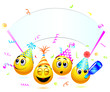 Smiley balls going to a party