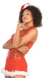 Friendly ethnic Mrs Santa Claus wearing hat