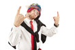 Stylish man. Businessman in red pants and white shirt.