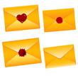 Yellow envelope with wax seal in the shape of heart Yellow envelope with wax seal in the shape of heart