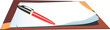 Illustration of a pen on top of papers