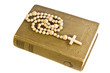 old holy bible with cross