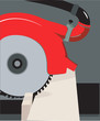 Chainsaw on circled background