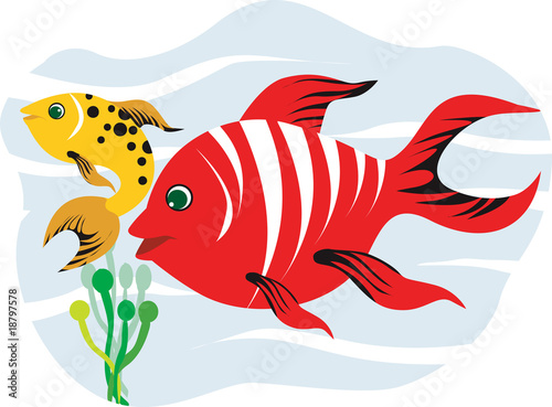 Illustration: Illustration of red and yellow fishes Illustration of red and yellow fishes