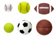 assorted sports balls isolated on white