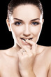 Beautiful woman wearing diamond ring