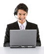 Business man with headset and laptop