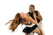 Multiracial couple dancing isolated