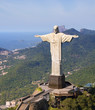 Aerial view of Christ the Redeemer Monument and Rio De Janeiro