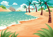 Cartoon seascape. Vector illustration. Summer scene. Cartoon seascape. Vector illustration. Summer scene.