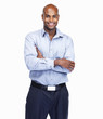 Foto: African American business man with hands folded on white African American business man with hands folded on white