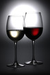 Deux verres de vin, un rouge et un blanc Deux verres de vin, un rouge et un blanc
