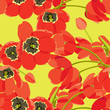Seamless pattern with red tulips