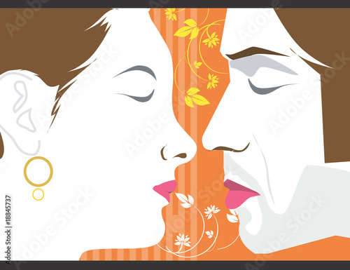 Illustration: Illustration of a male and female faces Illustration of a male and female faces