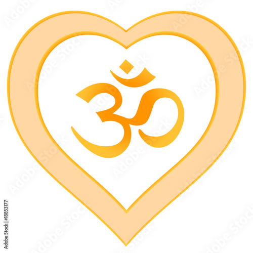 Illustration: Herz Mandala Om-Symbol Aum Zeichen, rot orange gelb Herz Mandala Om-Symbol Aum Zeichen, rot orange gelb