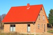 Neubau Dachstuhl Dachfannen rote Dachziegel