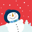 roleta: Christmas holiday background with snowman. VECTOR.