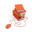 Computer mouse and books - e-learning concept. Computer mouse and books - e-learning concept.