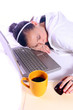 Teenager Fell Asleep While Working on the Computer Teenager Fell Asleep While Working on the Computer