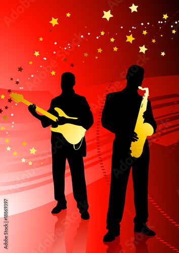 Vektor: live band on abstract red background live band on abstract red background
