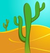 Illustration of a cactus in a desert under sun