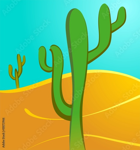 Illustration: Illustration of a cactus in a desert under sun Illustration of a cactus in a desert under sun